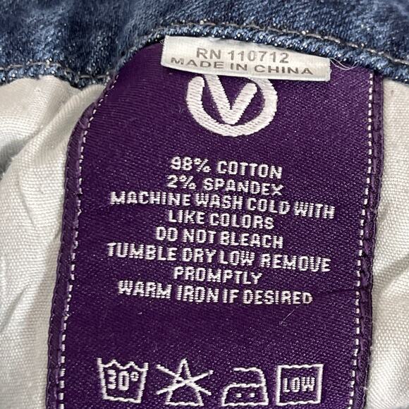 Vigoss Jeans Juniors 7 Flare Blue Stretch Denim Button Back Wide Cuff Distressed - Picture 10 of 10